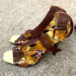 Snakeskin Michael Kors Heels - Chocolate Brown